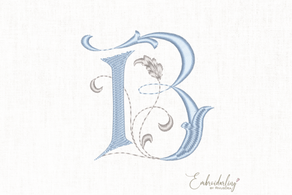 Download Vintage Floral B, Machine Embroidery Letter - Machine embroidery Collection