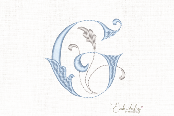 Download Vintage Floral G, Machine Embroidery Letter - Machine embroidery Collection