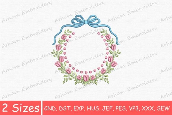 Download Floral Wreath with Bow Monogram Frame - Monogram frame Collection