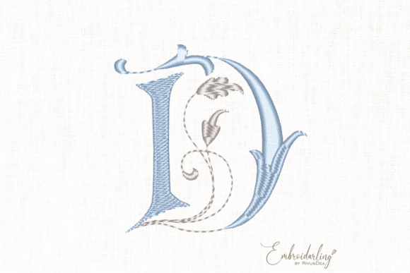 Download Vintage Floral D, Machine Embroidery Letter - Machine embroidery Collection
