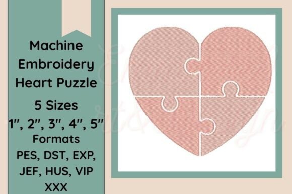 Download Heart Puzzle Machine Embroidery Design - Machine embroidery Collection