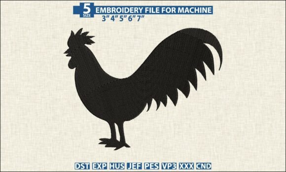 Download Rooster Machine Embroidery DST PES File - Machine embroidery Collection