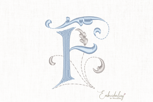 Download Vintage Floral F, Machine Embroidery Letter - Machine embroidery Collection