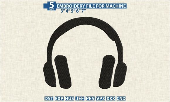 Download Headphone Machine Embroidery DST PES - Machine embroidery Collection