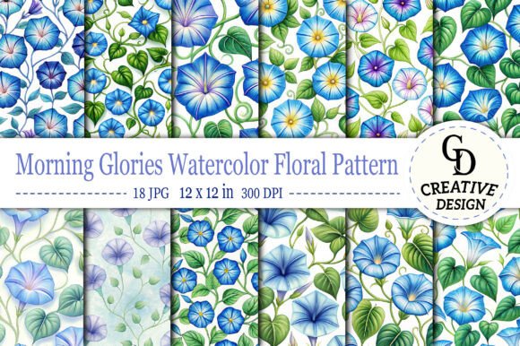 Download Morning Glories Watercolor Floral Patter - Premium Resources