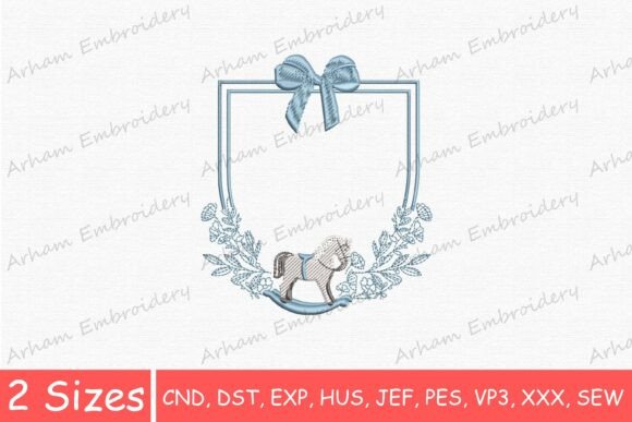 Download Rocking Horse Floral Bow Monogram Frame - Monogram frame Collection